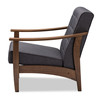 Baxton Studio Larsen Mid-Century Gray Upholstered Walnut Wood Lounge Chair 153-9162